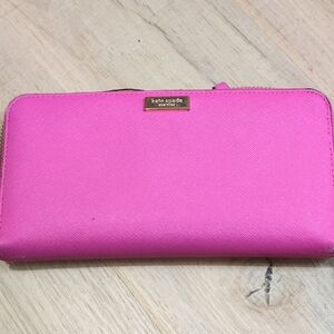 Kate Spade Vibrant Pink Wallet. Well Loved. Has Some Wear On The Edges